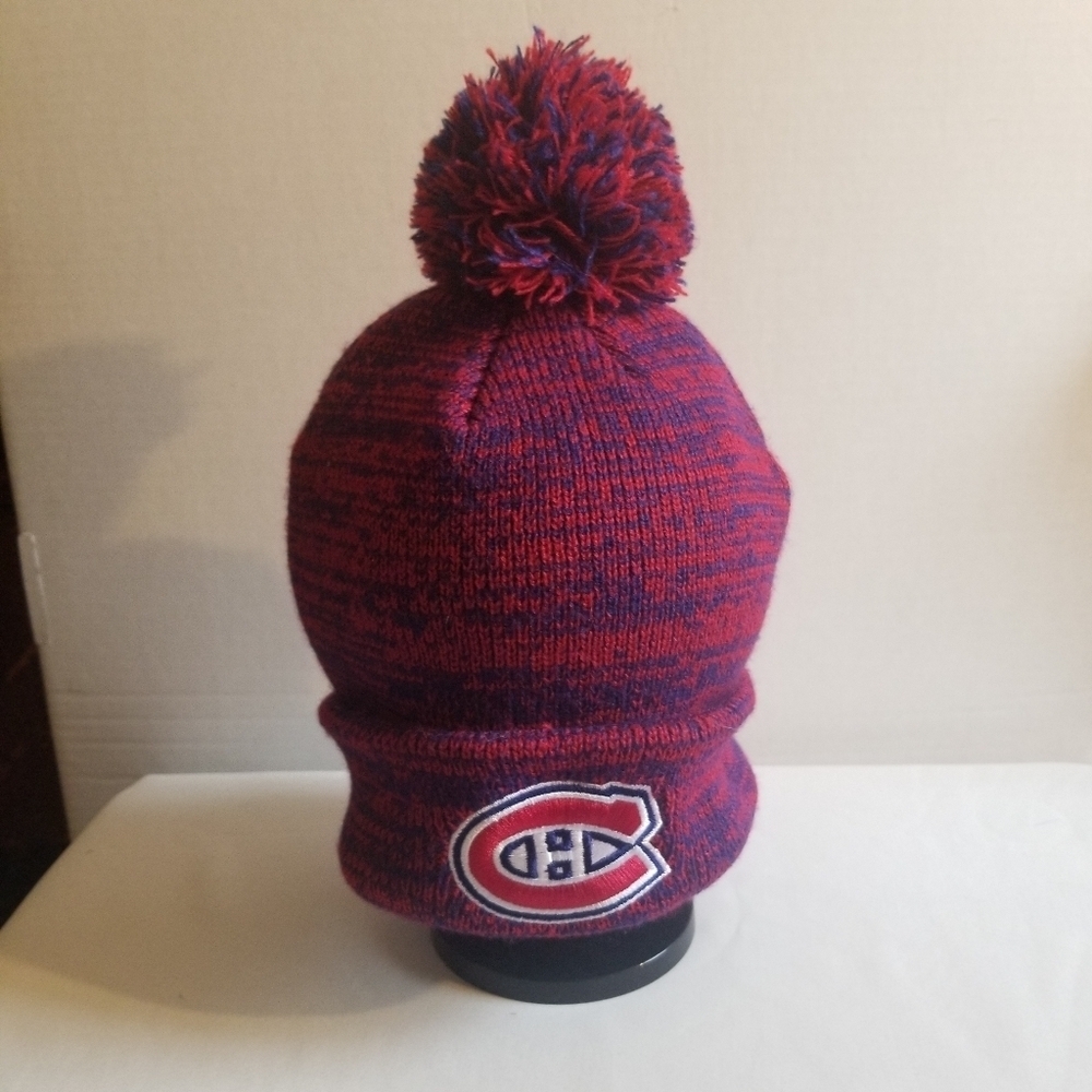 Montreal Canadiens Official NHL Product Warm Winter PomPom Red Blue Toque Hat